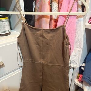 Hatch Brown Spaghetti-Strap Jumpsuit